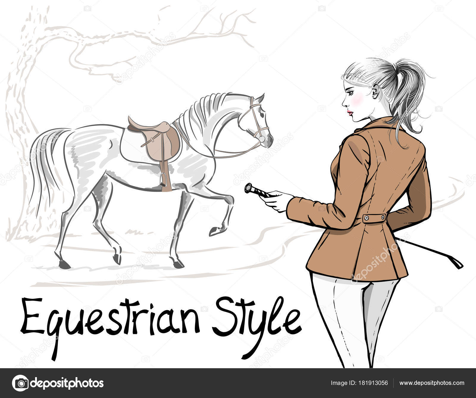 Kobieta Moda Piękny Angielski Jeździectwo Polowania Stylu