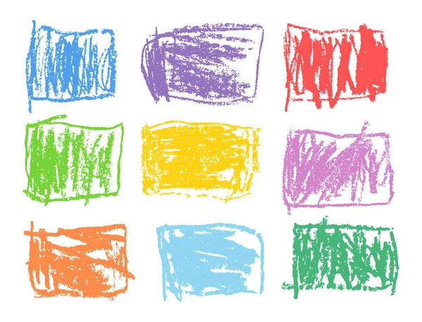 Crayón Rectangular Colorido Vector Formas Conjunto Como Las Pinceladas Arte — Archivo Imágenes Vectoriales