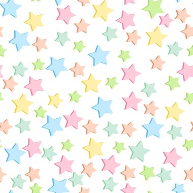 Yumuşak pastel renk yıldız ile Seamless modeli. Şirin tekrar doku arka plan, vektör.
