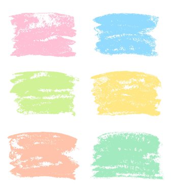 Yumuşak pastel renk el boyama kare tasarım öğeleri kümesi. Grunge doku kopya alanı. Renkli el çizim nokta vektör veya çerçeve arka plan leke.