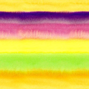 Parlak renkli, suluboya, dikişsiz, bulanık renkli çizgili. Gökkuşağı düz çizgili arka plan. El çizimi yatay veya dikey sanatsal desen. Soyut sıvı sıvı