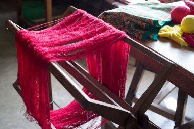Red weaving yarn