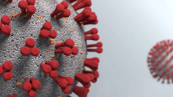 Covid Coronavirus Sars Cov 3D医療イラストが明るい背景でクローズアップされました ストック写真