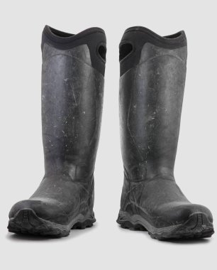 Beyaz arka plan üzerinde izole iş çifti için lastik çizmeler