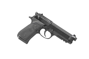 Beyaz arka plan üzerinde sağ izole M9 askeri taşıma tabanca