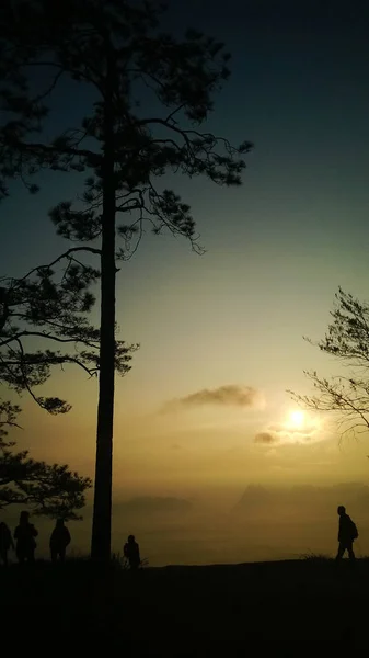 Hermoso amanecer en la montaña phukradung —  Fotos de Stock