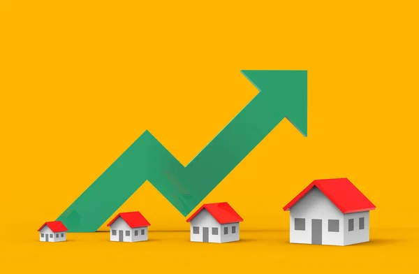 Croissance des activités immobilières avec graphique vert. Illustration 3D . — Photo