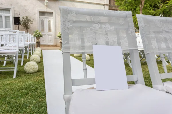 Cadeiras Para Convidados Casamento Quadro Para Rótulo — Fotografia de Stock