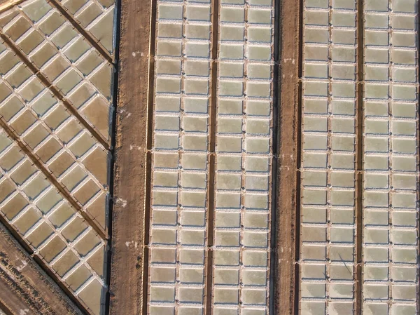 Воздушный Абстрактные Соленые Озера Открывают Виды Неба Тавира Португалия Вила — стоковое фото