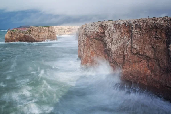 Sturm Und Die Wellen Ufer Sagres Sao Vicente Portugal — Stockfoto