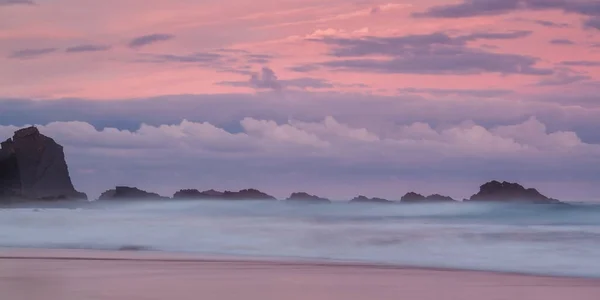 Magische Zeegezicht Met Roze Zonsondergang Sagres Costa Vicentina Portugal — Stockfoto