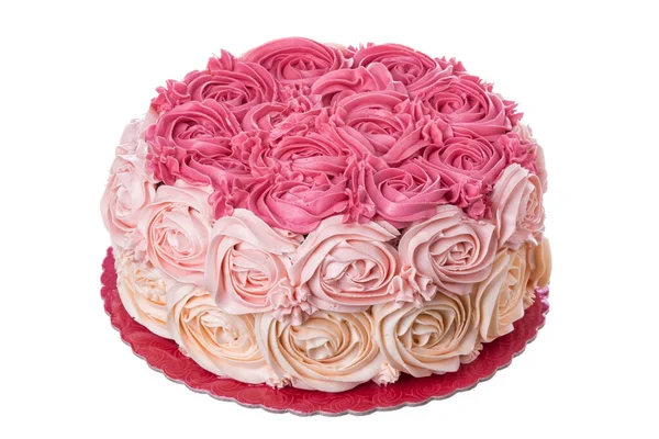 Delicious Cream Cake Roses Close — Stock Photo, Image