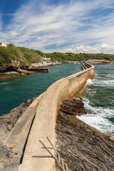 Lange Pier Muur Het Dok Voor Asielschepen Portugal Mil Fontes — Stockfoto