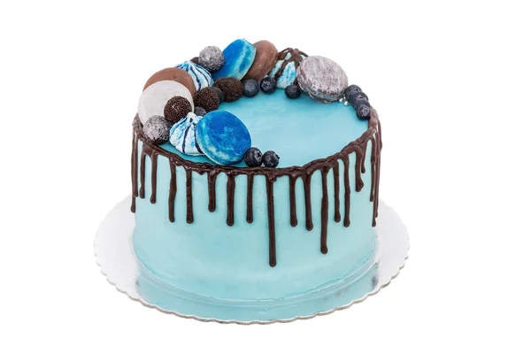 Köstlicher Kuchen Aus Zuckerpasten Blau Nahaufnahme — Stockfoto