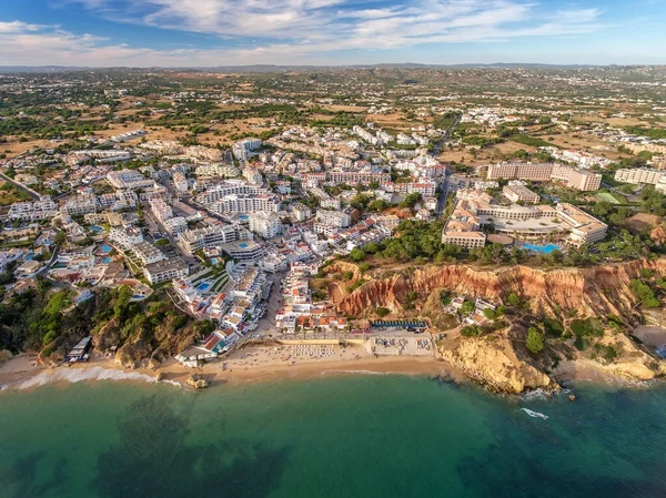 Aérea Increíble Vista Desde Cielo Ciudad Olhos Agua Albufeira Algarve —  Fotos de Stock