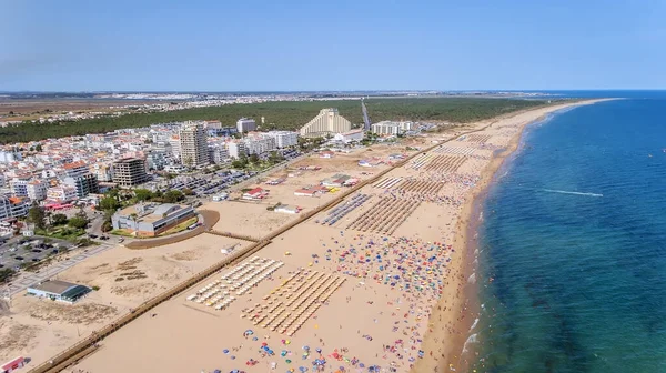 照片来自Monte Gordo海滩的天空 无人机拍摄 葡萄牙Algarve — 图库照片