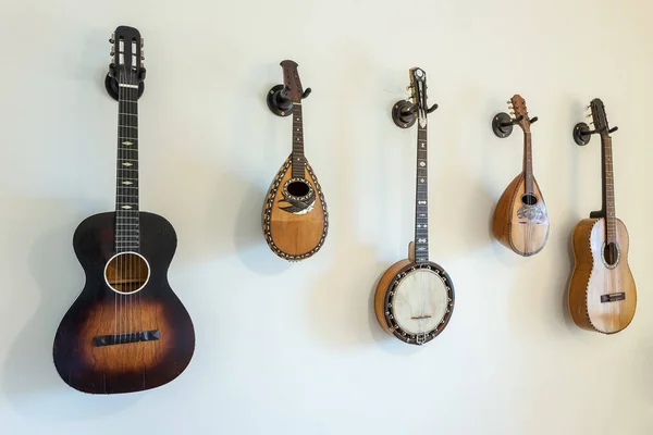 Instrumentos Musicales Cuerda Antigua Pared —  Fotos de Stock