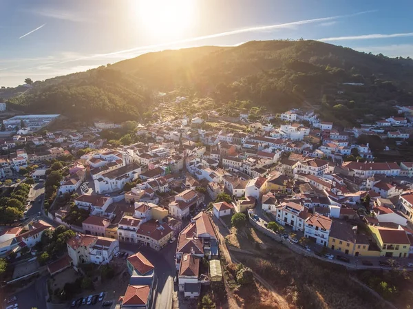 Havadan Monshique Köyündeki Dağın Üzerinden Gün Batımı Portekiz — Stok fotoğraf