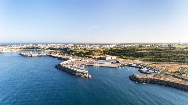 Flygplan Portugisiska Havet Hamn Sinis Med Segelbåtar Regattan Fotografering Från — Stockfoto