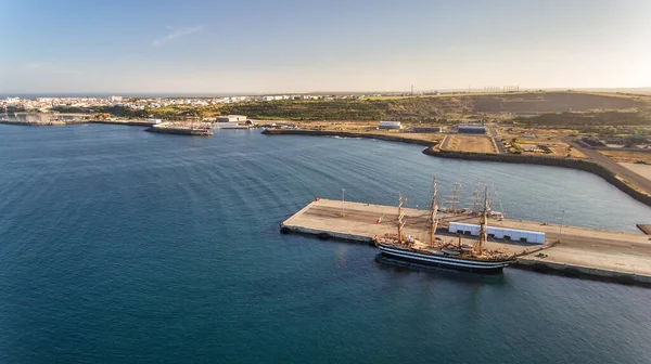Flygplan Portugisiska Havet Hamn Sinis Med Segelbåtar Regattan Fotografering Från — Stockfoto