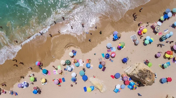 Aérea Playas Turísticas Ciudad Portuguesa Portimao Disparados Por Drones Algarve —  Fotos de Stock