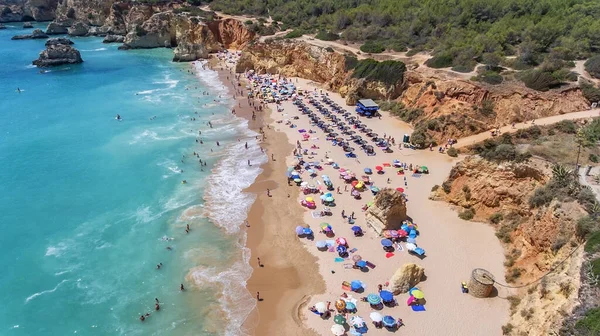 Aérien Plages Touristiques Ville Portugaise Portimao Tirée Par Des Drones — Photo