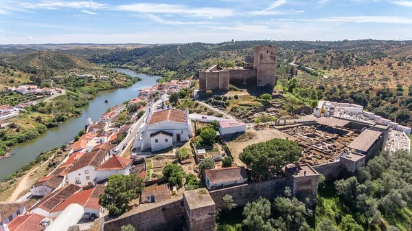 Aérien Village Mertola Filmé Avec Ciel Drone — Photo