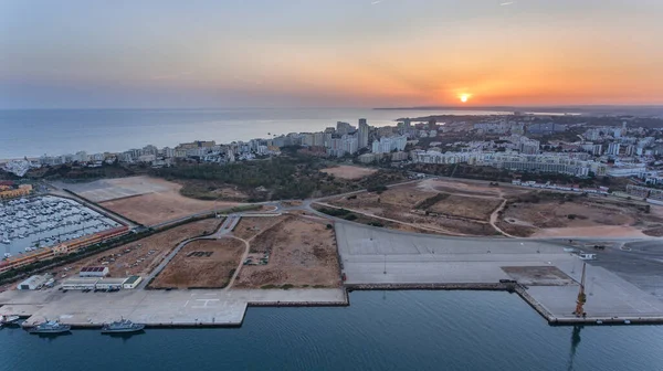 Aérea Ferragudo Atardecer Disparando Desde Cielo Con Dron Portimao —  Fotos de Stock