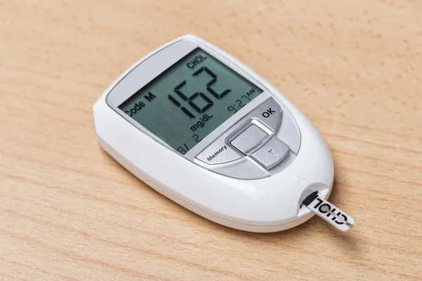 Dispositif Mesure Cholestérol Insuline Test Sanguin Gros Plan — Photo