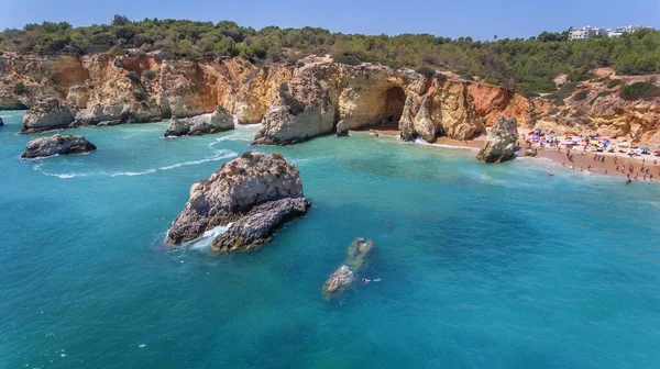 Aérien Rochers Plages Près Des Plages Portimao — Photo