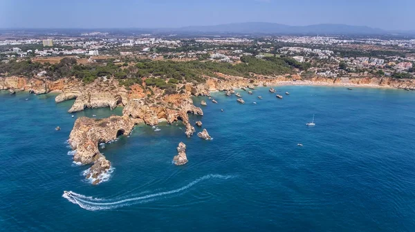 Aérea Vista Desde Cielo Costa Portimao Playas Submarino Praia Joao —  Fotos de Stock