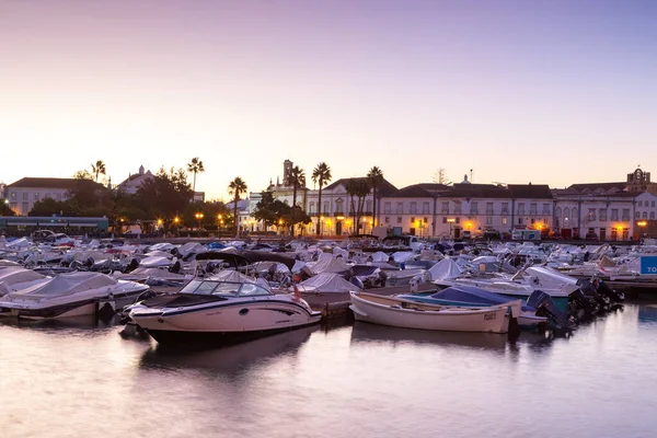 Sunset Port Bay Town Faro Portugal — Stock Photo, Image