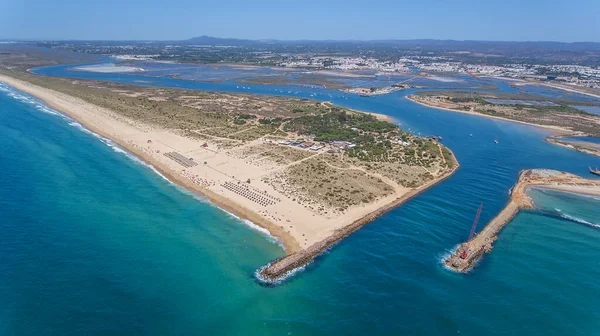 Aerial Water Kanál Fquatros Aguas Ostrova Tavira — Stock fotografie