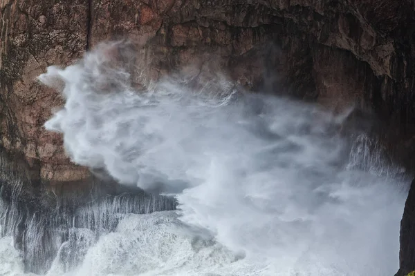 Spray Rocks Storm Sagres Portugal — Stock Photo, Image