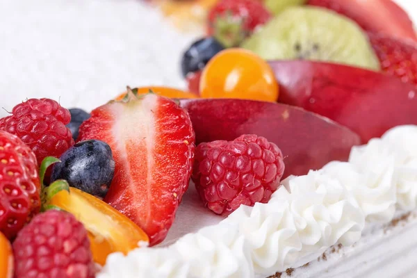 Fruit Cream Cake Strawberries Birthday Girl — Stock Photo, Image