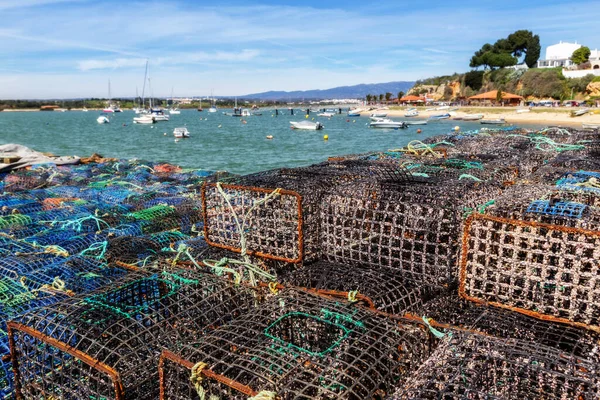 Tackles Pasti Rybářů Pro Lov Měkkýšů Ryb Městě Alvor Algarve — Stock fotografie