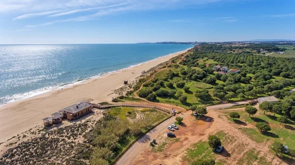 Letecký Krásná Pláž Blízkosti Vilamoura Portugalsko Algarve — Stock fotografie