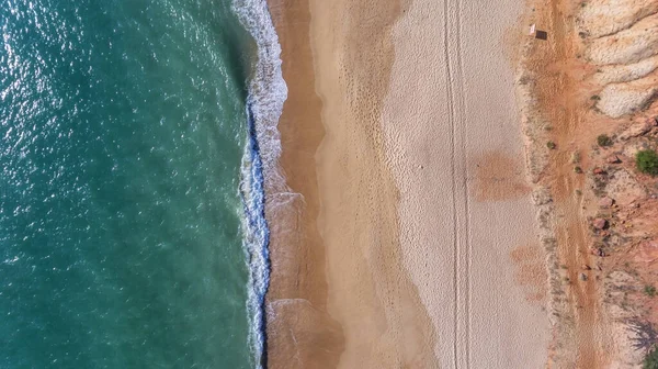 Flygplan Utsikt Från Himlen Till Den Portugisiska Stranden Algarve Vale — Stockfoto