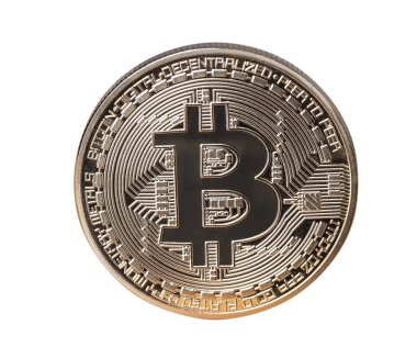 Beyaz arka planda bitcoin para. Şifreli para birimi.