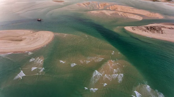 Ria Formosa Fuseta和海鸥的沙滩 — 图库照片