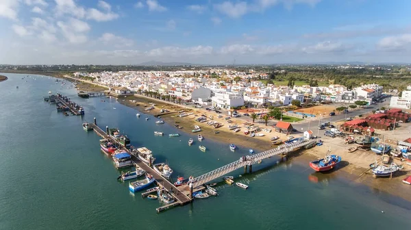 Flygplan Utsikt Från Himlen Vid Byn Santa Luzia Tavira Portugal — Stockfoto