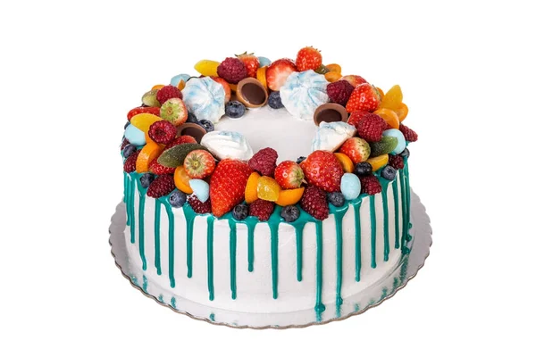 Heerlijke Fruitcake Met Blauwe Chocolade Sluitingsdatum — Stockfoto
