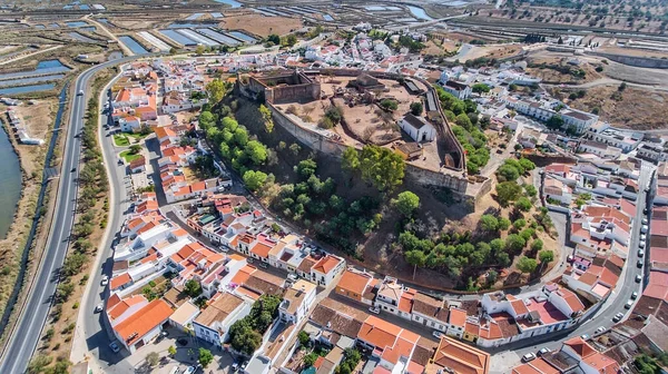 Havadan Portekiz Deki Castro Marim Kalesinin Askeri Yerleşim Yerinin Antik — Stok fotoğraf