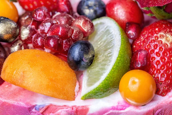 Details Fruit Cake Flowers Close — Stock Photo, Image