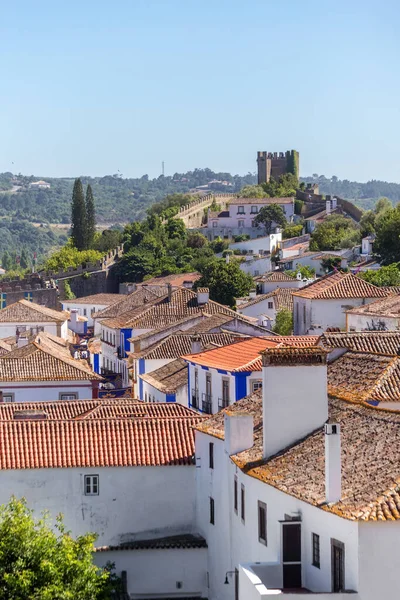 Portekiz Obidos Köyünün Eski Caddeleri Evleri — Stok fotoğraf