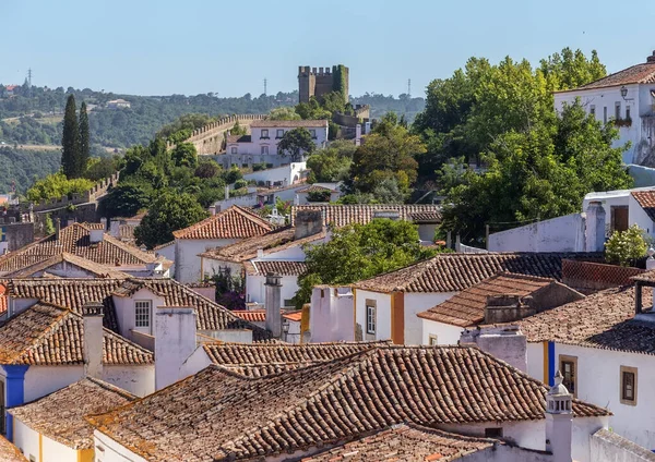 Portekiz Obidos Köyünün Eski Caddeleri Evleri — Stok fotoğraf