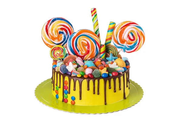 Вкусный Торт Сладостями Сладостями Ребенок День Рождения — стоковое фото