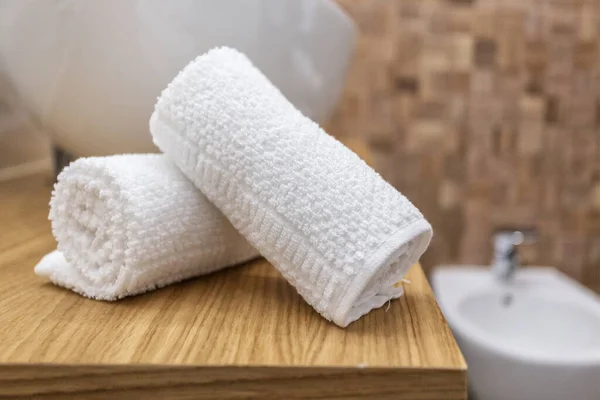 Two Towels Roll Bathroom — Stock Photo, Image