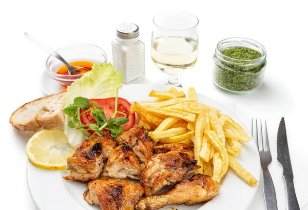 Dish Dinner Fried Chicken Potatoes Salad Portuguese Dish — Stock Photo, Image