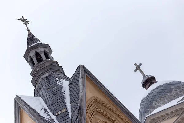 Religiösa Domäner Kyrkan Med Kors Europeiska Städer — Stockfoto